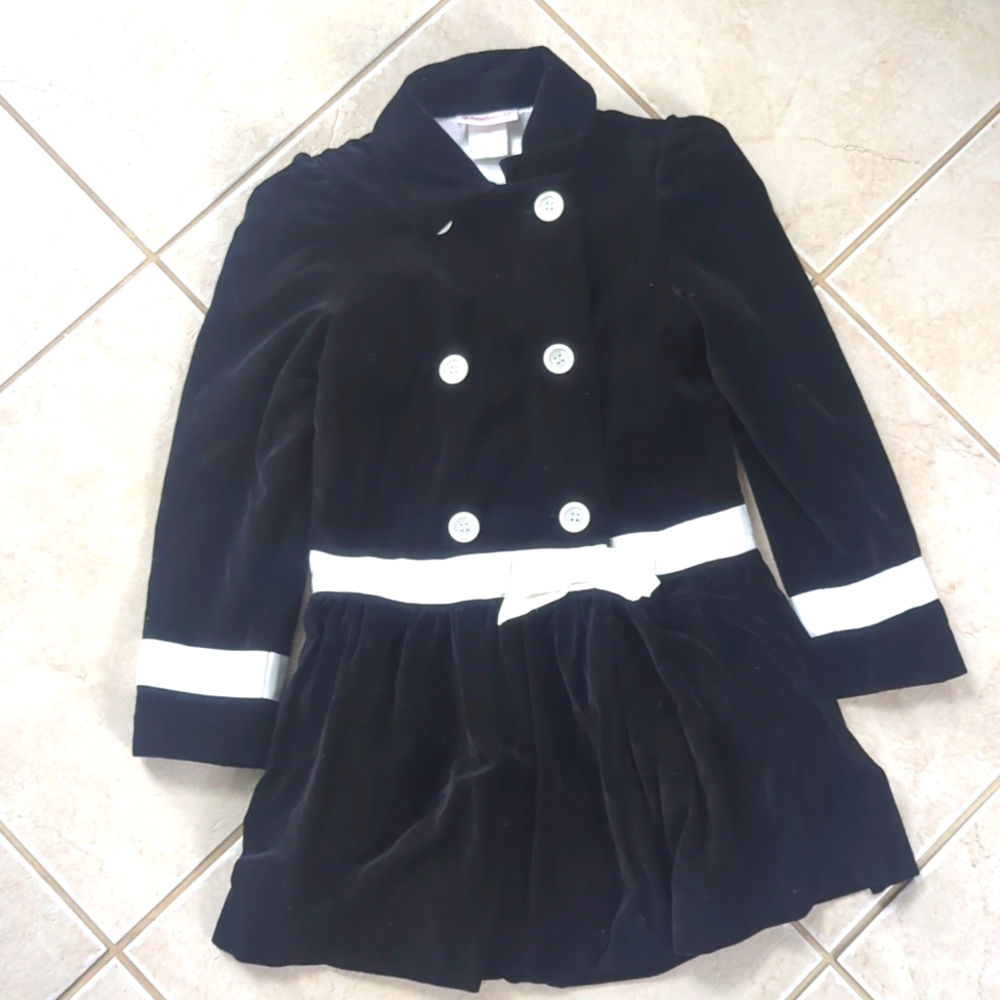 Girls size 8 American Girl black and white trim pea coat